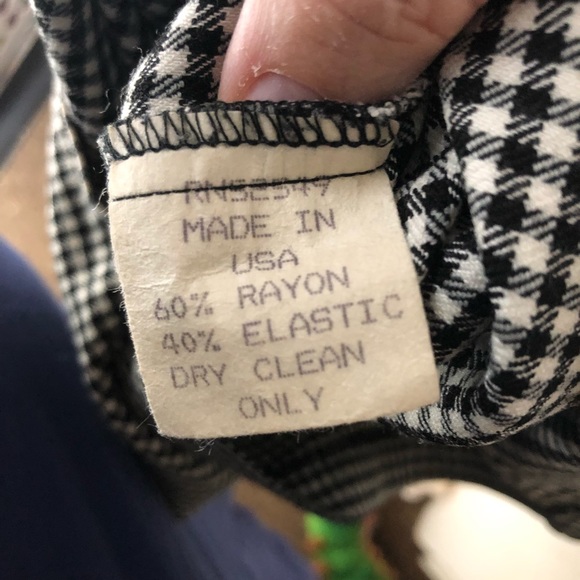 Ann Taylor Fitted Bodycon Dress in Black and White Checker Print VTG Spandex - Picture 7 of 8